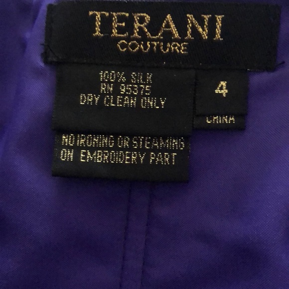 Terani Couture Purple one strap dress gold sequins - Picture 5 of 5